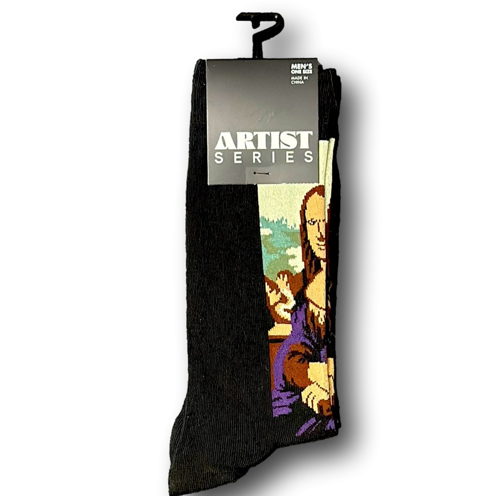 3/$20 Leonardo Da Vinci "Mona Lisa" Artist Series Funny Novelty Crew Socks - NWT